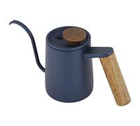KIMISS Bollittico da 350 Ml di caffè a Collo d'acqua con Manico in Acciaio Inossidabile - Elegante Caffettiera a Goccia con Braccio Lungo, Impugnatura Anti -cazzo in Legno (WHITE)