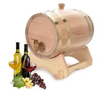 KIMISS Botte di Invecchiamento in Rovere da 1 Gallone per Birra, Whisky, Rum, Porto - Botte di Vino in Legno di Quercia Vintage da 5 Litri con Supporto - Mini di Whisky Carbonizzata