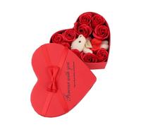 KIMISS Bouquet di Rosa Fiore Profumato di Sapone Profumato - Disposizione Floreale a Forma di Cuore per Anniversari, Matrimoni, Compleanni e Occasioni Speciali (rosso)