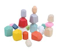 KIMISS Building in Pietra Color in Legno da 22 Pezzi - Gioco di Impilamento per - Giocattolo Onal per il Riconoscimento delle Forme e lo Sviluppo delle abilità Motorie (combinazione sei)