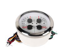 KIMISS Calibro Multifunzionale 4 in 1 85 Mm per Auto, Barca, Moto-livello del Carburante in Tempo Reale, Pressione dell'olio, Temperatura dell'acqua e Tensione Monito DC 9-32V (Bianco °F/PSI)