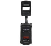 KIMISS Caricabatteria da Auto USB Tipo PD QC 3.0 con Voltmetro e Retroilluminazione Blu, Ingresso 12-24 V, Uscita 5 V 3,1 A per Auto, Moto, e Altro