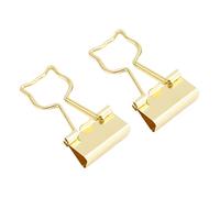 KIMISS Clamp/Holder a Forma di Gatto, Divertenti Clamp/Holder in Metallo per Uso Scolastico, Design Cavo Compatto da 100 Pezzi per l'organizzazione dei Documenti (GOLD)