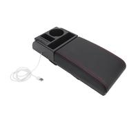 KIMISS Console Centrale a Lunghezza Regolabile Coperchio di Bracciolo con Console con Portata di Ricarica USB Porta di Abbigliamento Universale Auto per Autori Estensione per SUV (Rossa)