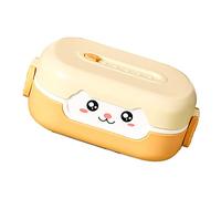 KIMISS Container Cartoni Animati da 700 Ml a Doppio Isolamento Box per il Bambino - Box Ondulabile con Design Compartimentato per Picnic (YELLOW)