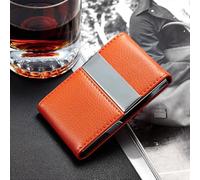 KIMISS Custodia per Supporto per Biglietti da Visita - Pelle Resistente in Pelle e Acciaio Inossidabile per l'uso, Colore Arancione Elegante (ORANGE)