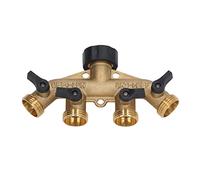 KIMISS Distributore con Valvola a Sfera in Ottone con Separatore d'acqua a 4 Vie per Irrigazione del Giardino, Irrigazione Agricola, Lavaggio Auto - Stile USA