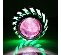 KIMISS Faro LED per Moto Super Bright Angel Devil Eye Light con 3 modalità Strobo Potente e Morbido per Bici da 12-60 V (GREEN)