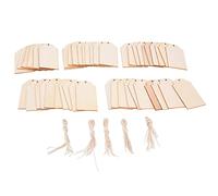 KIMISS Forme e Spazi Vuoti per l'Artigianato in Legno per Pittura e Incisione Artigianato Fai-da-Te - 50 Pezzi di Legno Fai da Te Naturale Rustico Non Finito con Corda di Canapa per Segnalibri