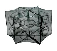 KIMISS Gabbia per Gamberetti con Rete da Pesca Automatica a 12 Fori - Trappola Pieghevole per Pesci di Granchio con Acciaio e Facile Cattura di Pesciolini, Aragoste e Granchi (12 buche)