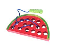 KIMISS Giocattolo di Filo di Allacciatura in Legno - Montessori Mangia Puzzle di Thread di Frutta, Gioco di Viaggio per Lo Sviluppo del Cofano Precoce (Anguria)