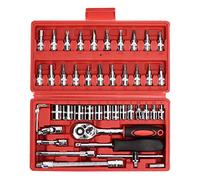 KIMISS Kit di Chiavi a Bussola da 46 Pezzi Set di Cricchetti per Trasmissione da 1/4 Pollici per Riparazione Auto - Utensili in Acciaio Premium per Manutenzione Automobilistica e Domestica