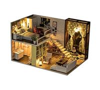 KIMISS Kit per Bambole in Miniatura in Legno - Casa di Assemblaggio Facile con Mobili, Esperienza Creativa Fai -da te per Adolescenti e Adulti