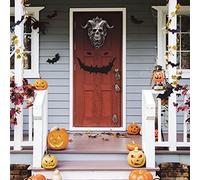 KIMISS Knocker della Porta dello Scheletro di Dio Cornuto - Placca Mistica Appesa a Parete per la Decorazione della Porta d'ingresso - Resina e Ferro a Gusto Freddo (Foto a colori)