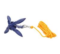 KIMISS Marine Anchor Ancora Pieghevole per Kayak per Barca in Alluminio Blu con Corda Gialla - Design Compatto per Riporlo Facilmente, Ideale per Pescatori e Appassionati di attività all'aperto