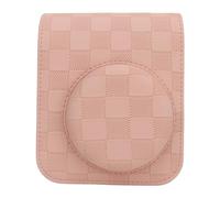 KIMISS Mini 12 Case della Fotocamera - Design a Scacchiera Vintage Design a Pezzi, Sacchetto di Copertura da Viaggio Portatile con Spallatta Regolabile (Roseo)