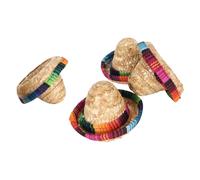 KIMISS Mini Cappello di Paglia a Tesa Larga Cappelli Colorati per Bottiglie di Birra in Miniatura per Giochi di Ruolo Nelle Feste - 4 Pezzi