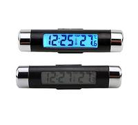 KIMISS Mini Orologio Auto, Termometro per Auto a Forma di Barile Display LCD Air Vent Clip Su LED Termometro Orologio Digitale