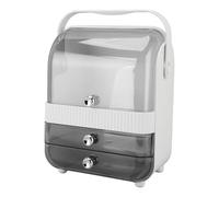 KIMISS Organizer per Trucchi e Vetrina per Cosmetici - Supporto per Prodotti per la Cura della Pelle con 2 Cassetti per il Ripiano del Bagno, Design Compatto con Coperchio Antipolvere (Diametro S