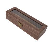 KIMISS Organizzatore di Scatole per Orologi per Uomo e Donna - Vetrina in Legno a 6 Scomparti con Coperchio in Vetro Chiudibile a Chiave per Orologi da Polso, Scatola Portaoggetti in Pelle PU Stile
