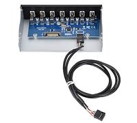 KIMISS Pannello Hub USB Alloggiamento per unità USB 2.0 a 7 Porte - Trasmissione Veloce dei Dati per più Dispositivi, Compatibile con Custodie per Computer da 5,25 Pollici