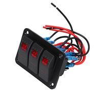 KIMISS Pannello Interruttori a Bilanciere Impermeabile a 3 Gruppi per Auto e Barche DC12V 24V - Luce LED Rossa Durevole per Applicazioni Marine
