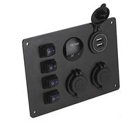 KIMISS Pannello Interruttori a Bilanciere Impermeabile a 4 Bande con Doppie Porte USB e Display di Tensione per Auto, Barche, da 12 V/24 V - Controlla Facilmente le Apparecchiature