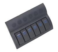 KIMISS Pannello Interruttori Marini a 6 Gruppi con LED Blu - Controllo Elettrico Precablato per Barche e, Protezione da Sovraccarico, Impermeabile CC 12V 24V