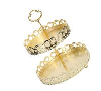 KIMISS Paperino a Doppia Strato - Torre da Porzione d'oro in Rame Deco per Biscotti, Cupcakes, Dessert e Frutta - Elegante Piastra per Matrimoni e Occasioni Speciali (Cuore d'Amore Scavato)