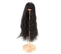 KIMISS Parrucca Lunga Riccia per Bambola, Sostituzione dei Capelli della Bambola per Testa di da 7,3-8,3 Pollici, Design Morbido e Dritto per Progetti Fai da Te (BLACK)