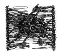 KIMISS Pettini per Capelli da Donna - Clamp/Holder con Perline Floreali Elastiche a Doppio Scorrimento per Tutti i Tipi di Capelli - Acconciature Eleganti Istantanee (BLACK)