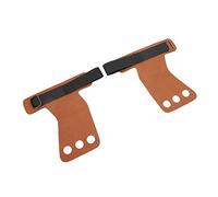 KIMISS Protezione per Palmo da Ginnastica, 2 Pezzi, Impugnatura a Tre in Finta Pelle per Trazioni e Sollevamento Pesi, Cinturini da Polso Regolabili con Gancio e (Brown)