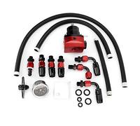 KIMISS Regolatore di pressione carburante universale regolabile per auto, kit manometro per carburante in acciaio inox 304 con manometro 100PSI(nero + rosso)=regolatore di pressione carburante