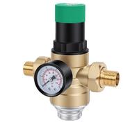 KIMISS Riduttore di Pressione Acqua con Manometro, Valvola Regolabile di Riduzione della Pressione Dell'acqua con Filtro Integrato e Maniglia per Roulotte e Rimorchi da Viaggio (DN15)
