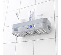 KIMISS Scaffale di Stoccaggio del Cesto per la Doccia Adesiva a Parete in Plastica - Organizzatore del Bagno per Spazzolino da Denti, Sapone e Altro (GREY)