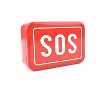 KIMISS Scatola di Stoccaggio di Ferro Resistente per Strumenti Esterni - Piccola Scatola Vuota Rettangolare con Motivo SOS, Ideale per le Forniture in Campeggio e Kit di Emergenza