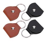 KIMISS Scatola Porta Plettri per Chitarra Portatile da Appendere, 4 Pezzi, Accessori in Pelle Artificiale Nera e Marrone per un Accesso Rapido Al Prelievo, Adatta a Tutti i Chitarristi