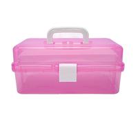 KIMISS Scatola Portaoggetti Portatile a 3 Strati - Organizer Portatile Trasparente per Materiali Artistici, Artigianato e Cosmetici - Multiuso (rosso)