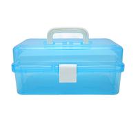 KIMISS Scatola Portaoggetti Portatile a 3 Strati - Organizer Portatile Trasparente per Materiali Artistici, Artigianato e Cosmetici - Multiuso (BLUE)