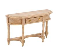 KIMISS Scrivania in Legno in Miniatura per Casa delle Bambole - 1:12 Scala Accessori a Tavolo a metà Rotonda per - Design di Tronchi con Cassetti di Apertura Ideale per la Decorazione del Salotto