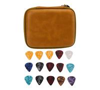 KIMISS Set di Borse per Plettri per Chitarra con 15 Plettri - Accessori per Chitarra con Supporto Portaoggetti Grande in EVA (YELLOW)
