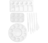KIMISS Set di Raschietti e Tavolozze per Pittura in Plastica da 8 Pezzi - Strumenti di Pittura Riutilizzabili e Facili da Pulire per Acquerello, Acrilico e Tecnica Mista