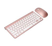 KIMISS Set Tastiera Mouse, 78 Tasti Copritasti Incisi Sottili USB Oro Rosa 2.4G Mouse Wireless Wireless Ergonomia Pulsante Muto Tastiere per Computer Oro Rosa (Oro Rosa)