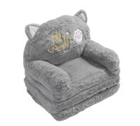 KIMISS SOFA PER BABY TODDLER - Adorabile Sedia a Bracciolo Convertibile con Gatto da Cartone Animato e Piega il Letto del Divano PER Fare un Pisolino e Giocare - Tessuto Grigio Morbido (3 livelli)