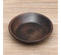 KIMISS Solido Vassoio di Frutta in Legno di Colore Scuro - Piatto di Cibo Rotondo per tè, Dessert e Torta (7,5 cm)