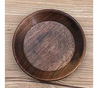 KIMISS Solido Vassoio di Frutta in Legno di Colore Scuro - Piatto di Cibo Rotondo per tè, Dessert e Torta (10,5 cm)
