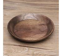 KIMISS Solido Vassoio di Frutta in Legno di Colore Scuro - Piatto di Cibo Rotondo per tè, Dessert e Torta (12,5 cm)