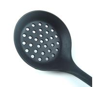 KIMISS Spatola Skimmer a Filo in Silicone - Cucchiaio a Fessura Leggera per Filtrare Verdure, Olio e Gocce - Strumento di Cottura a Manico Lungo con Design Antiaderente (BLACK)