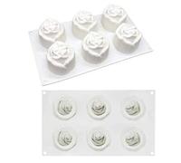 KIMISS Stampo per Torta Mousse a 6 cavità - Stampo da Forno in Silicone Premium per Cioccolatini, Mousse, Budini e Altro - Ideale per Feste Natalizie e Progetti Fai da te (WHITE)
