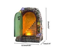 KIMISS Statue di Porte per Fata Solare - Scultura da Giardino in Resina in Miniatura per Decorazioni all'aperto, Accessorio per Giardino Luminoso per Cortile, Cortile e Fatato (#1)